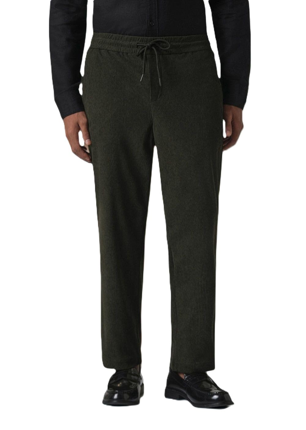 Ribbed Knit Lounge Pants, Drawstring Waist, Straight Leg, Side Pockets,-image-36