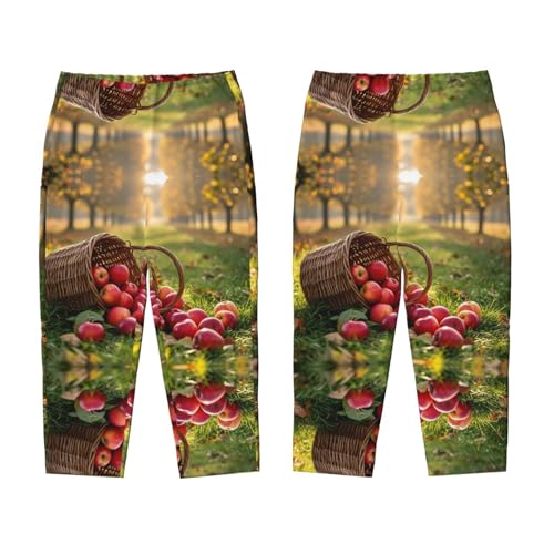 Pajama Pants Pajama Bottoms with Elastic Waistband Sleepwear Lounge Pants, Fruits Apples Tree Sun3