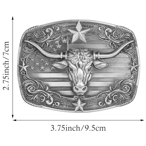 Image of Cowboy Belt Buckle for Men Longhorn Bull Belt Buckles Men Vintage Texas Buckle for Women Cowboy Cowgirl Belt Buckle