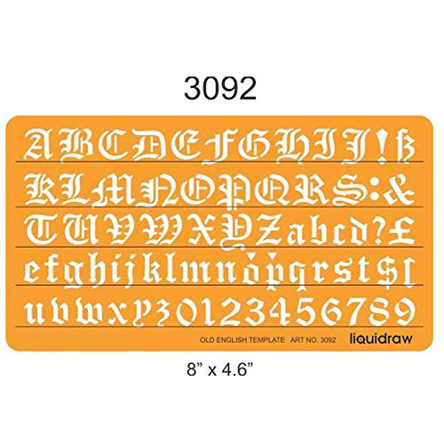 Old English Letter Stencils 15mm, Lettering Stencils for Crafts English Stencil Alphabet Number Drawing Drafting Template
