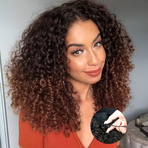 NOSTALGIA 16 Inch Kinky Curly Half Wig, 3-in-1, Black & Dark Brown - image 1