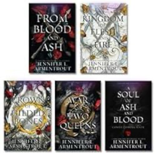 Blood and Ash Complete Series Collection Set, Books 1-5. From Blood and Ash, A Kingdom of Flesh and Fire, The Crown of Gilded Bones, The War of Two Queens, A Soul of Ash and Blood