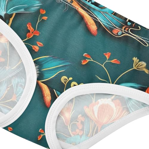 Blue Butterfly Flowers Panties for Girl Toddler Underwear Custom Cotton Fancy Briefs Underpants 2t4