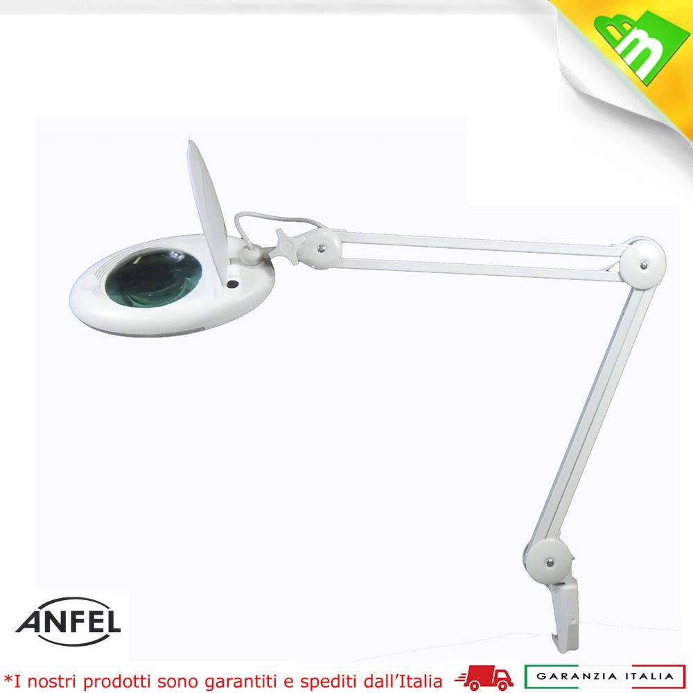 LENTE D'INGRANDIMENTO 5 DIOTTRIE CON 80 LED SMD ALTA RESA A LUCE FREDDA BIANCA E MORSETTO LAMPADA PER ESTETISTA ESTETICA LABORATORIO E LAVORI DI PRECISIONE