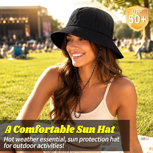 Image of NPQQUAN Sun Bucket Hats for Woman Men Lightweight Sun Hat Packable Foldable Waterproof Beach Hiking Hat