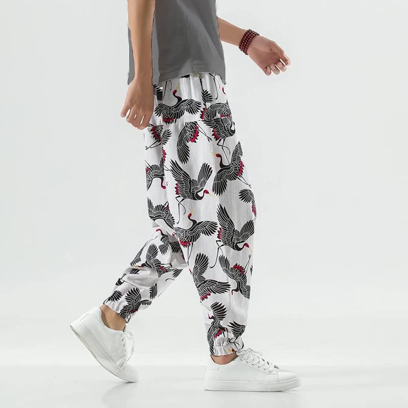 Image of Whitewhale Men's Cotton Solid Harem Pants Yoga Trousers Hippie Pant