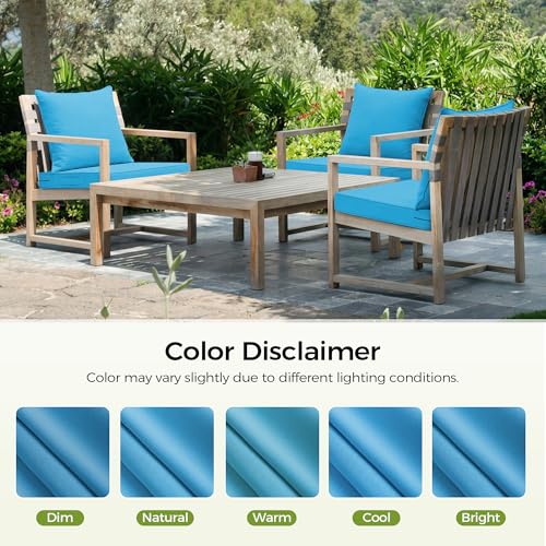 Image of UNIKOME 22 inchx22 inchx3 inch Outdoor Chair Cushions Set - Waterproof Patio Cushions for Outdoor Furniture with Removable Cover, Ties & Handle, Deep Seat Patio Cushions for Sofa Couch - Light Blue