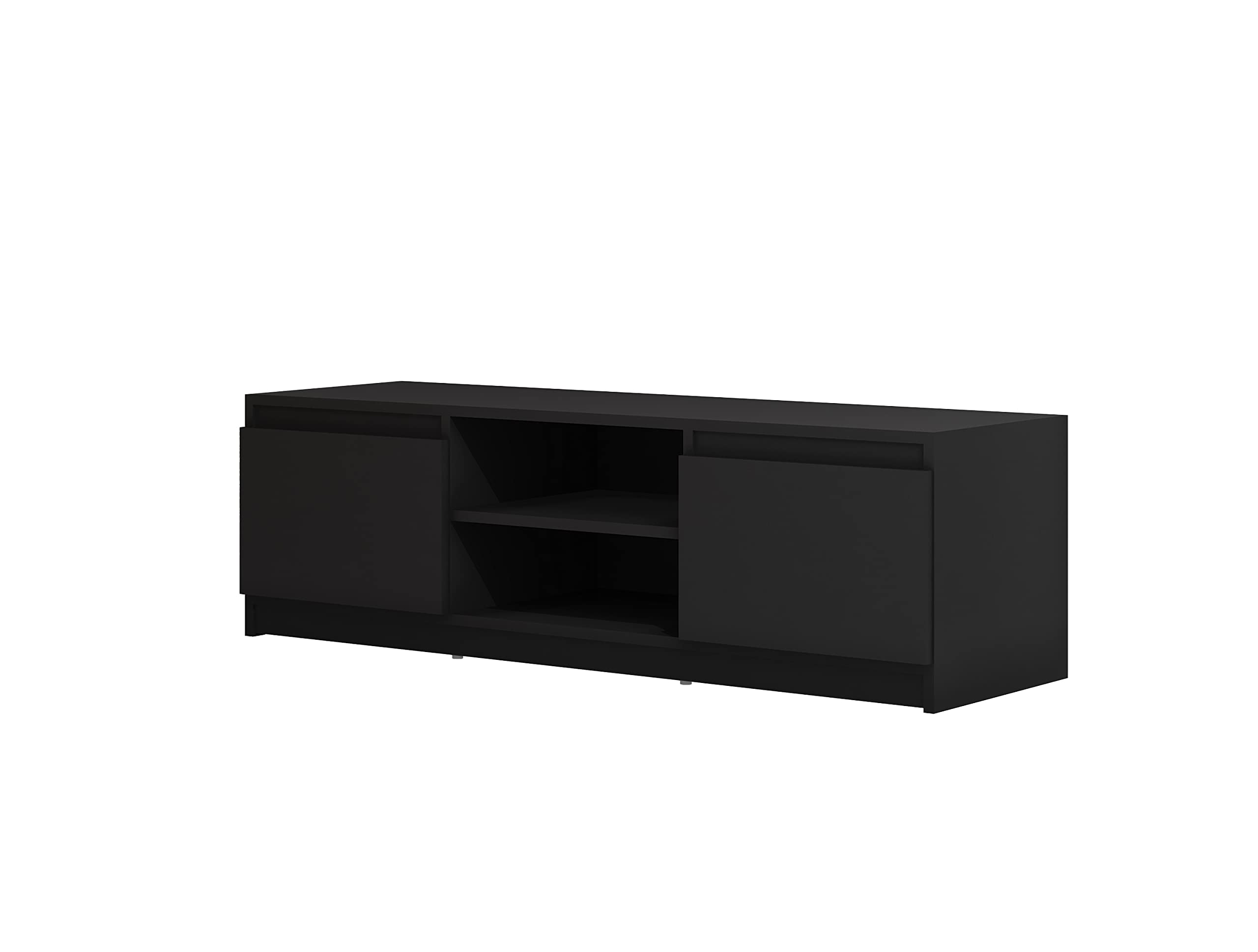 MINIO go for it - RTV Dingo TV Schrank 120cm Breit, TV Lowboard | Schwarz Matt, Lowboard für Fernseher TV-Kommode Fernsehschrank TV lowboard stehend mit 2 Klapptüren 2 offenen Fächern