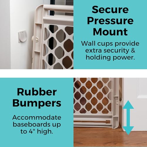Toddleroo by North States - Supergate Ergo Baby Gate: Plastic Baby Gate for Stairs & Doorways - Adjustable Indoor Safety Gate - Made in USA - 26 to 42 Inches Wide - 26 Inches Tall - Sand - Image 5