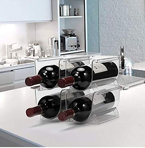 Modular Plastic Free-Standing Water Bottle And Wine Rack Storage Organizer For Kitchen Countertops, Pantry, Refrigerator ,Ideal Storage For Wine, Soda, Pop And Beer - Stackable, 2 Pack - Clear #TOP4