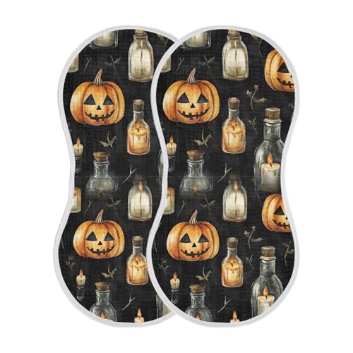 Muslin Burp Cloth for Baby 4PCS Halloween Bottles Super Absorbent Burping Cloths, Bibs for Newborn Boys Girls2