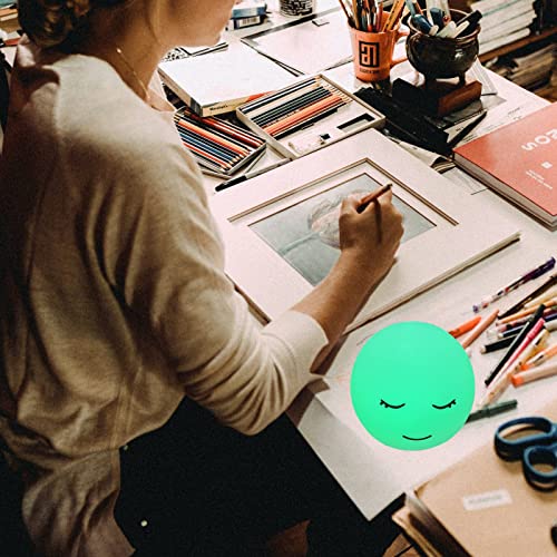 Breathing lamp Guided Visual Meditation Tool for Mindfulness, Slow Your Breathing & Calm Your Mind for Stress & Anxiety Relief, 3 Color and 478 Seconds Breathing Mode Silicone Cute Smiley face lamp - Image 4