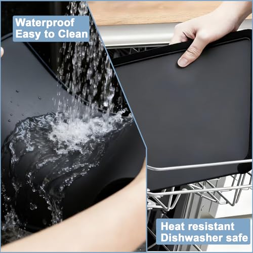 23.6“ x 19.7\" Washer and Dryer Top Protector Mat, Non-Slip & Waterproof Silicone Rubber Mat for Laundry Machine, Heavy Duty Washable Washer Dryer Top Cover Pad for Laundry Room, Home, Kitchen, Black