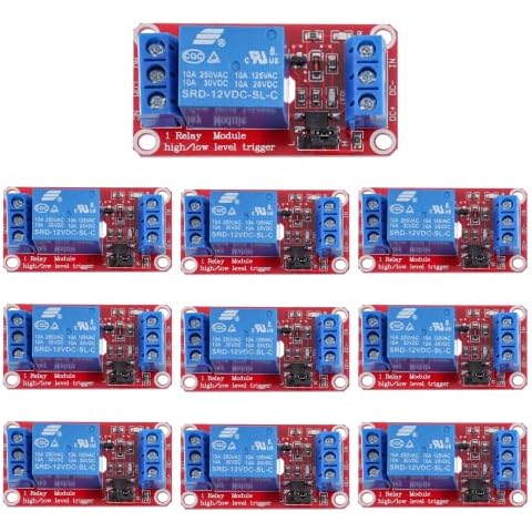HUAREW 1-Channel 12V Relay Module with optocoupler Isolation Supports high and Low Level triggering (Pack of 10) Cover