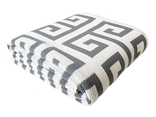 Humble Weave Soft Cotton Knit Throw Blanket | Greek Key 50