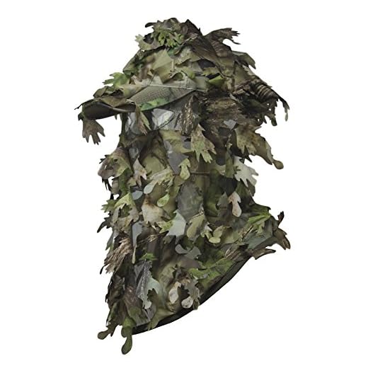 North Mountain Gear Hunting Camouflage Leafy Hat with Full 3D Face Mask Ghillie Paintball Airsoft (Woodland Green)