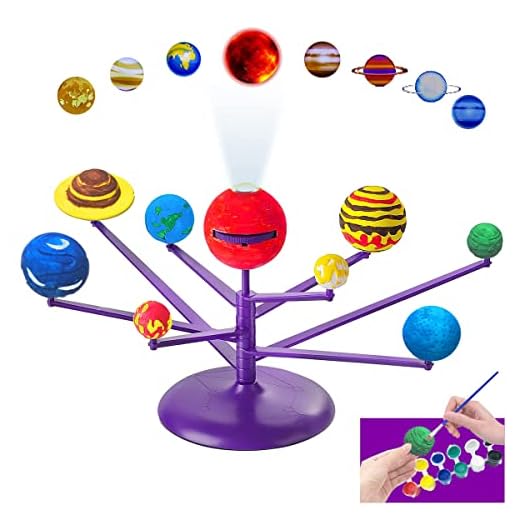 KUTOI Solar System Model Science Kit for Kids and Teens - STEM Science Project Kit with Planet Projector for Girls and Boys - DIY Space Planet Discovery Toy with Paint and Brushes
