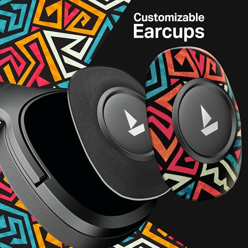Image of Boat Rockerz Plus 550, Customizable Earcups, 100H Battery, 50mm Drivers, Dual Pair, Stream Ad Free Music via App Support, Bluetooth Headphones, Wireless Headphone with Mic (Black Psyche)