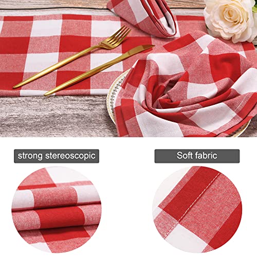 Servilletas de tela 20x20 pulgadas pack 12 cuadros rojo y blanco miniatura 4