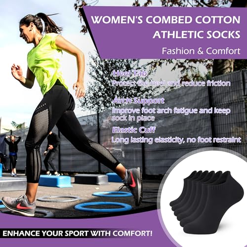Ankle Thin Socks Womens Combed Cotton Low Cut Athletic No Show Running Socks With Heel Tab 6 Pairs2