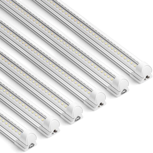 Image of Barrina LED Shop Lights, 3FT 30W 4600LM 5000K, Daylight White High Output Linkable for Workshop, V Shaped Clear Cover T8 LED Shop Light for Garage, 3 Foot (Pack of 6)