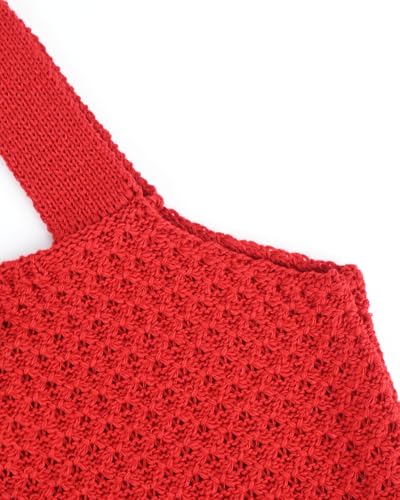 Bolso de playa de crochet rojo para mujer miniatura 5