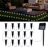 BYIZO 15 LED Solar Ground Lights Outdoor, Waterproof Solar Pathway Lights, LED Landscape Lighting for Garden, Patio, Driveway, Walkway - White