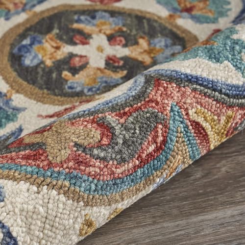 Image of Sifa Carpet Traditional Floral Round Area Rug - Hand-Tufted New Zealand Wool Circular Carpet for Dining Room & Bedroom Weight -6 Pund, Size-3x3 Feet (36x36 Inch Round)
