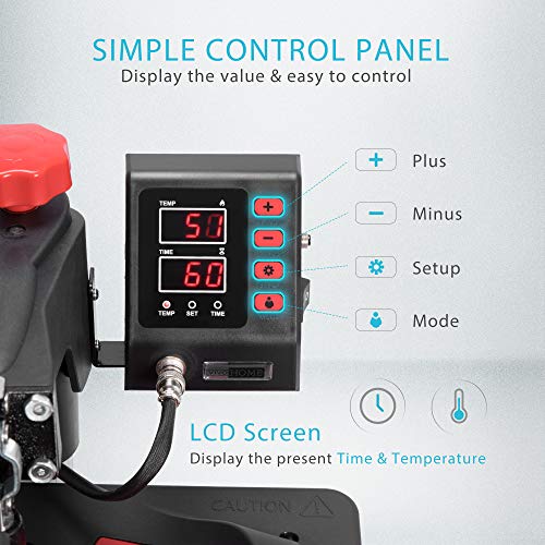 Vivohome 110-120V Professional Airbrushing Paint System With Upgraded 8 In 1 Combo Multifunctional Swing Away Clamshell Printing Sublimation Heat Press Transfer Machine For T-Shirt Hat Cap Mug Plate #TOP7