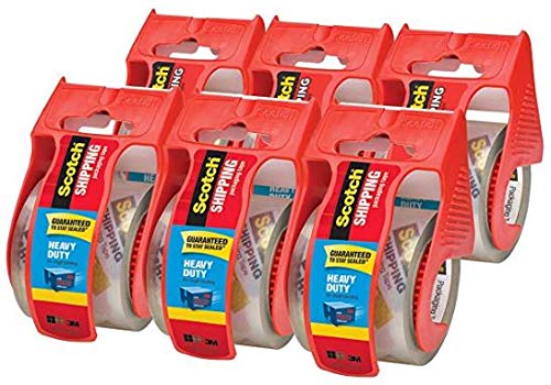 Scotch Heavy Duty Shipping Packaging Tape, 1.88 inches x 540 inches, 6 Rolls with Dispenser, 1.5 inch Core