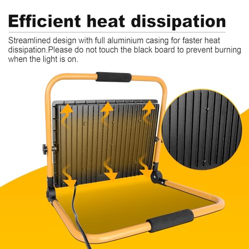 Willpower Tragbar Baustrahler 200W 20000LM Arbeitsstrahler Mit Stecker Klappbügel Scheinwerfer 6000K Weiß IP66 Wasserdicht LED Strahler Fluter für Werkstatt Baustelle Garage – Bild 5