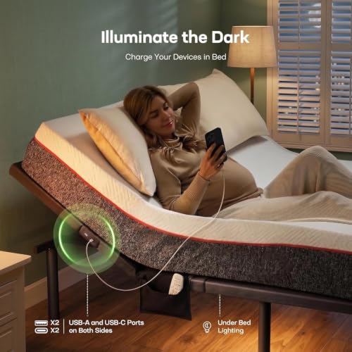 Image of Marsail Twin XL Adjustable Bed Frame, Electric Bed App Control & Massage