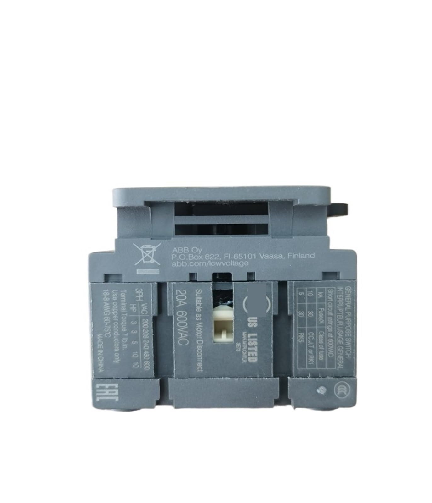 Disconnect Switch, OT 16 25 40 63 80 100 125 FT3, Door Mounted(OT16FT3)