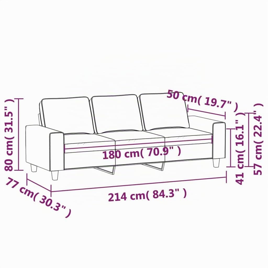 Sofá de 3 plazas de Tela Gris Oscuro 180 cm