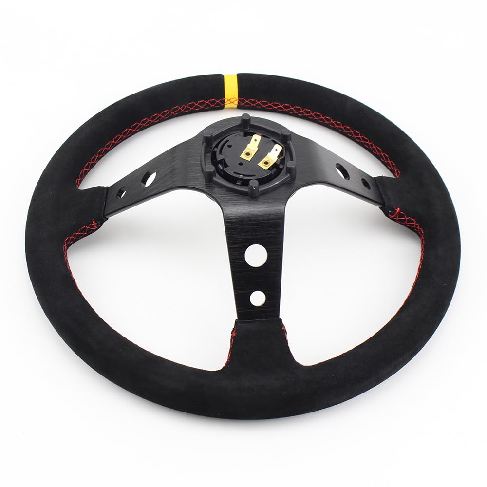 Volante Sportivo Auto, Volante a Calice 14 pollici Nero Deep Mais Racing Volante Universale rally Drift Sport Volante(Black)