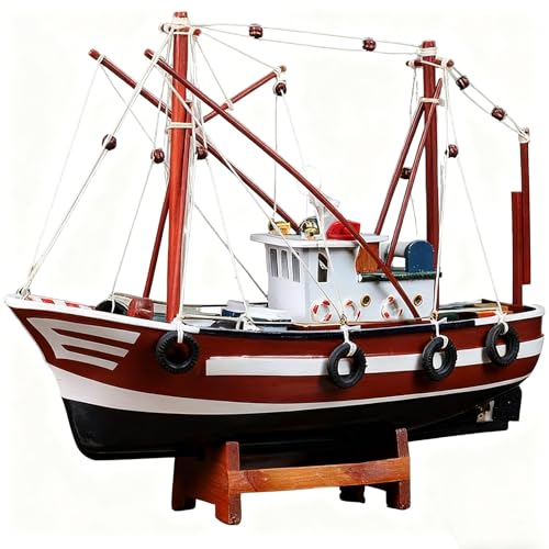 [Artigianato in legno] Realizzato in legno di alta qualità, questo modello artigianale mette in evidenza dettagli intricati come vele realistiche, scafo e attrezzi da pesca, garantendo un design elegante e resistente.