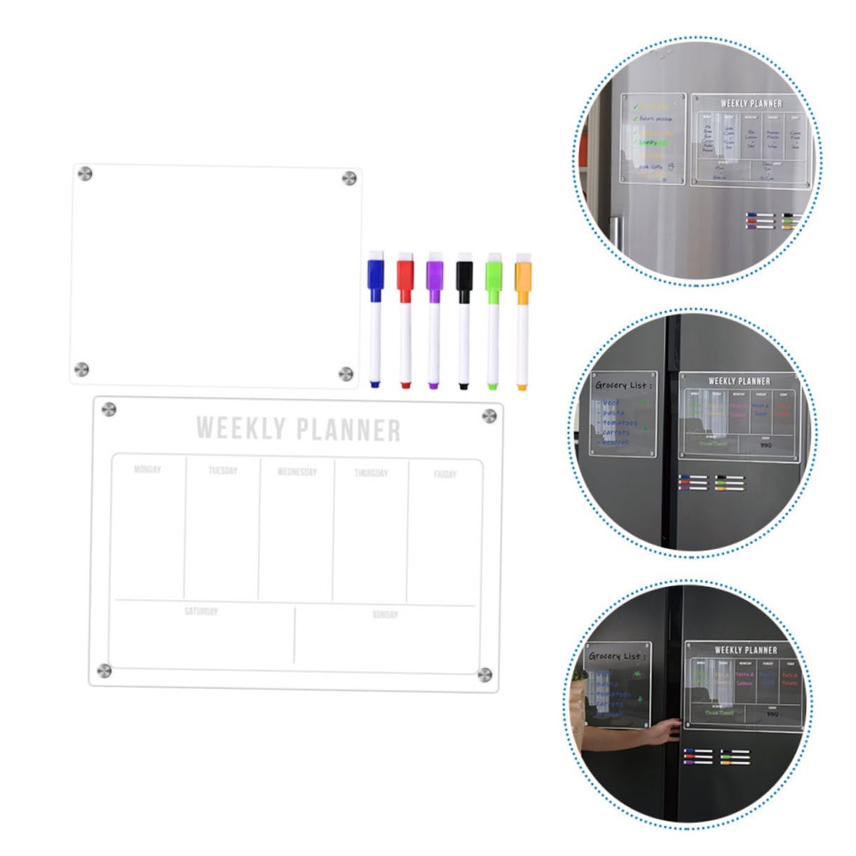 Artibetter Magnetische Whiteboard-tafel für Kühlschrank Acryl-notiztafel Abwischbares Terminplan-whiteboard Stundenplan-magnet To-do-listen-tafel Küche und Büro Geeignet