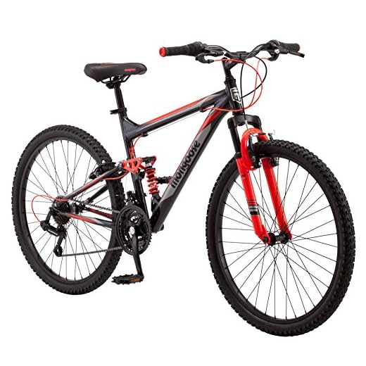 Hyper Shocker 26 18-Speed Men's Bike - Hyper Bikes Mongoose Status 2.2 Mens and Womens Mountain Bike, 26-Inch Wheels, 21-Speed Shifters, Aluminum Frame, Front Suspension,a Black/Red