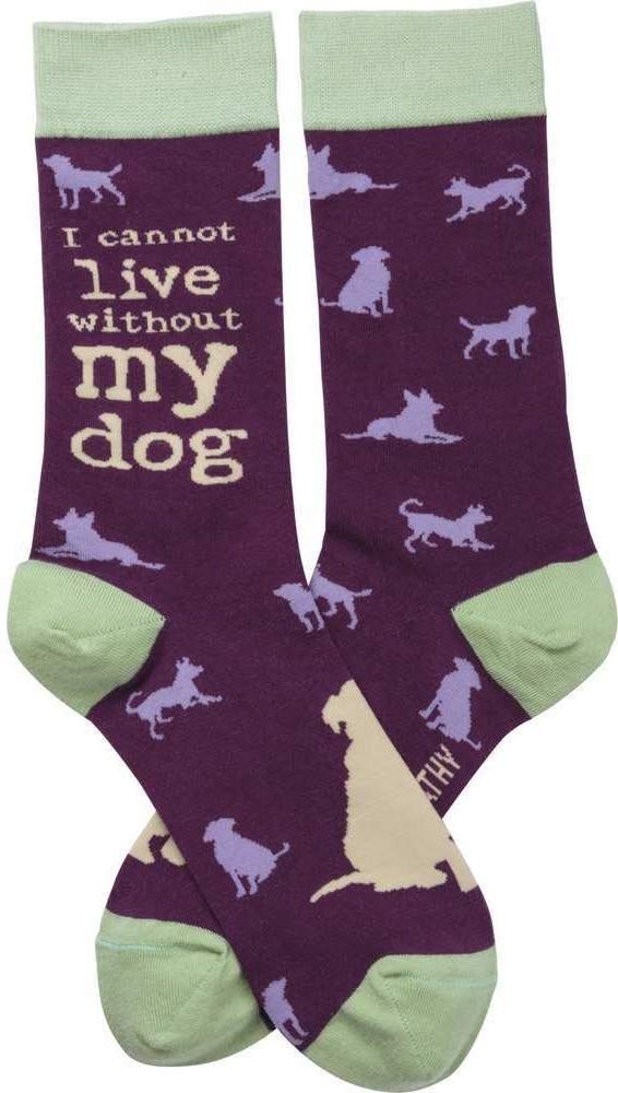 Primitives by KathyI Cannot Live Without My Dog Socks in Violet one size fits most