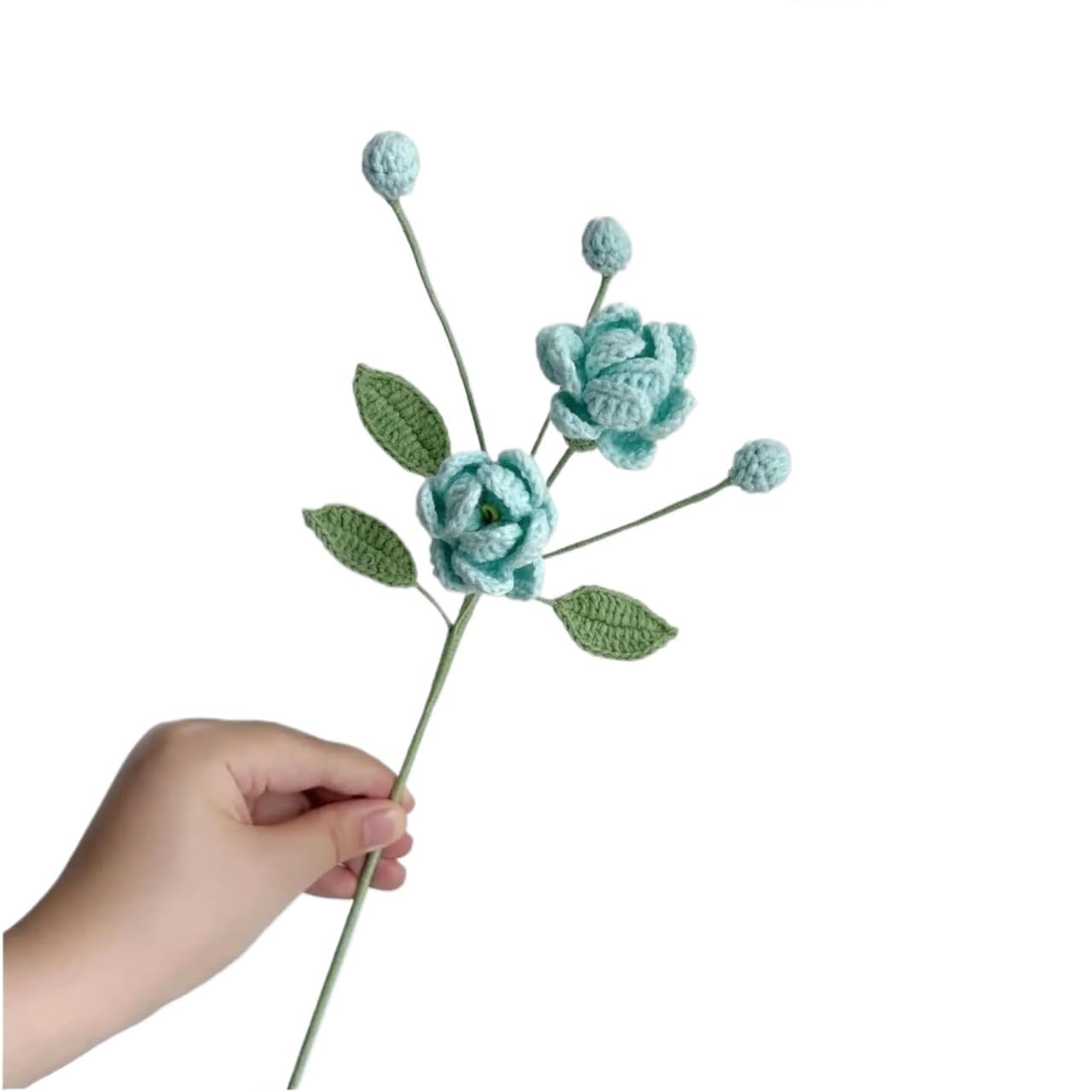 FCfpxwtz Artificial Crochet Flower, 2pcs Handcrafted Crochet Fake Floral Bouquet Multicolor For Weddings Home Decor(Color3)