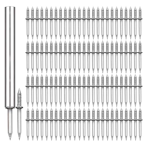 Firulab 100 Piezas zócalo Doble Cabeza Clavo sin Costuras, Línea zócalo sin Clavos Marcas, Clavos Doble Cabeza, Línea zócalo Clavos Ocultos Especiales, Tornillos Seguridad Invisibles