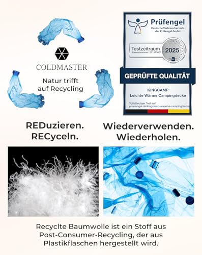 KingCamp Leichte Campingdecke, multifunktionale und warme Steppdecke mit Druckknopf, wasserabweisend, für Rucksack, Reisen, Flugzeug, Wandern, Picknick