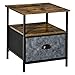 HOMCOM Tavolino Basso da Salotto con Cassetto in Tessuto, Stile Industriale, Comodino per Camera, 40x40x46.9cm, Marrone Rustico