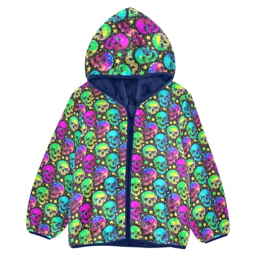 Skull Boys Fleece Coat,Children's Zip-Up Hoodie Jacket,Baby Warm Fashion Outerwear 3-10T,A113327