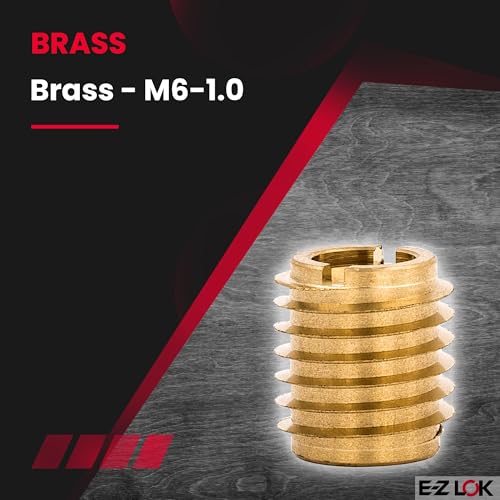 Image of E-Z LOK Knife Threaded Insert for Hard-Wood, Brass Thread Inserts, M6-1.0 Internal Threads, 0.500 inch Length Pack of 10