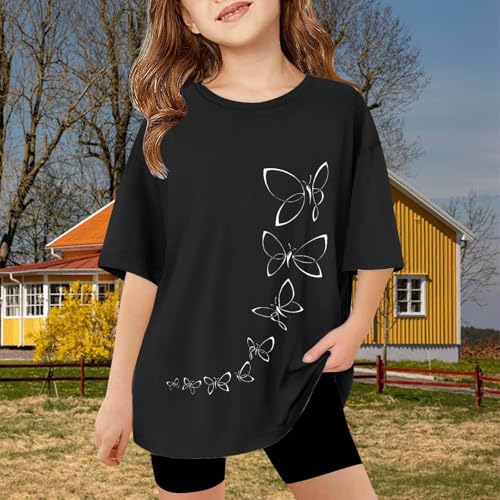 Little Girls Oversized Tshirt Cute Graphic Tees Teens Crew Neck Summer Short Sleeve Loose Fit Tops Kids Aesthetic Clothing4