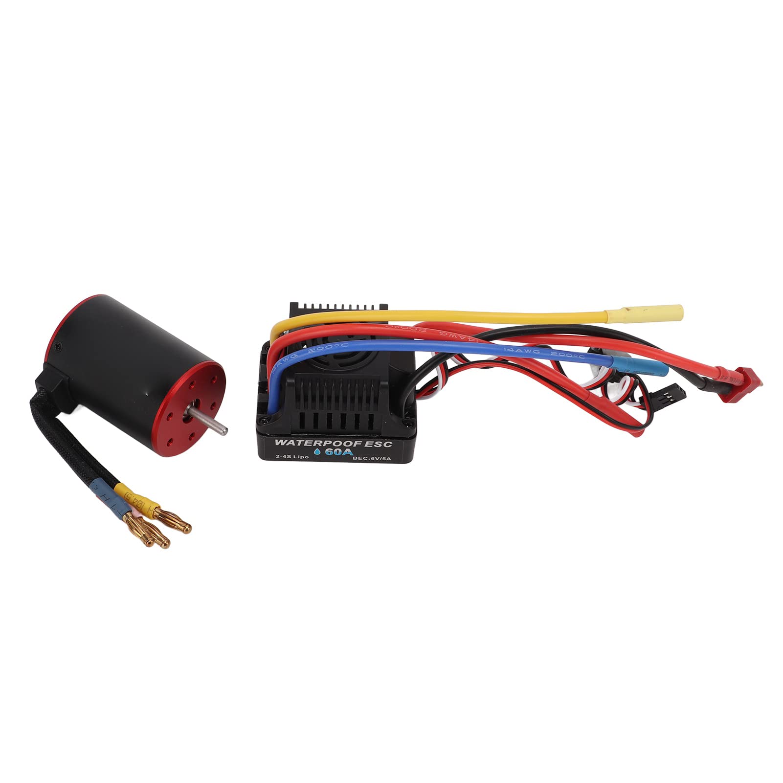 Motor sin escobillas impermeable 3650 3900KV, ESC de 60 A, regulador eléctrico, cable largo para coche RC 1/8 1/10
