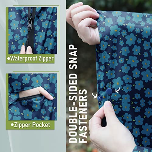 Image of SaphiRose Adult Rain Poncho Waterproof Hooded Zipper Raincoat with Pockets | OEKO-TEX Certified 100% Polyester, Lightweight Packable Storage Pouch, Heat-Sealed Seams, Quick-Dry for Outdoor Hiking