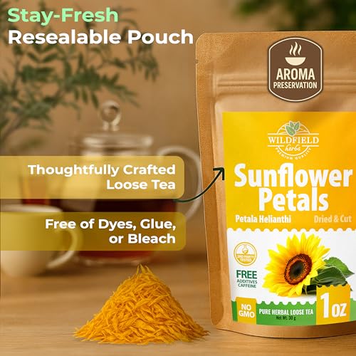 Image of 1 oz. Sunflower Petals Herbal Tea (Petala Helianthi) - 28g Dried Sunflower Petals Tea Te de Petalos de Girasol