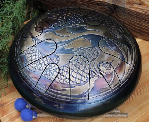 Tambor de lengua de acero 12 pulgadas PISCES YIN YANG miniatura 5
